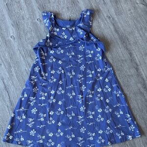 Deux Par Deux Girls Blue Floral Ruffle Sleeve Dress